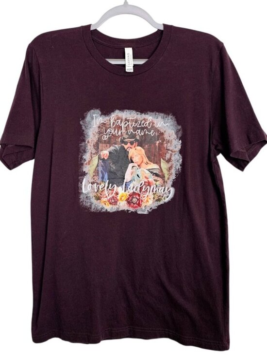 Canvas Tops - NEW DUTTON RANCH Rip and Beth T-Shirt Top size L DARK MAROON Yellowstone Wheeler